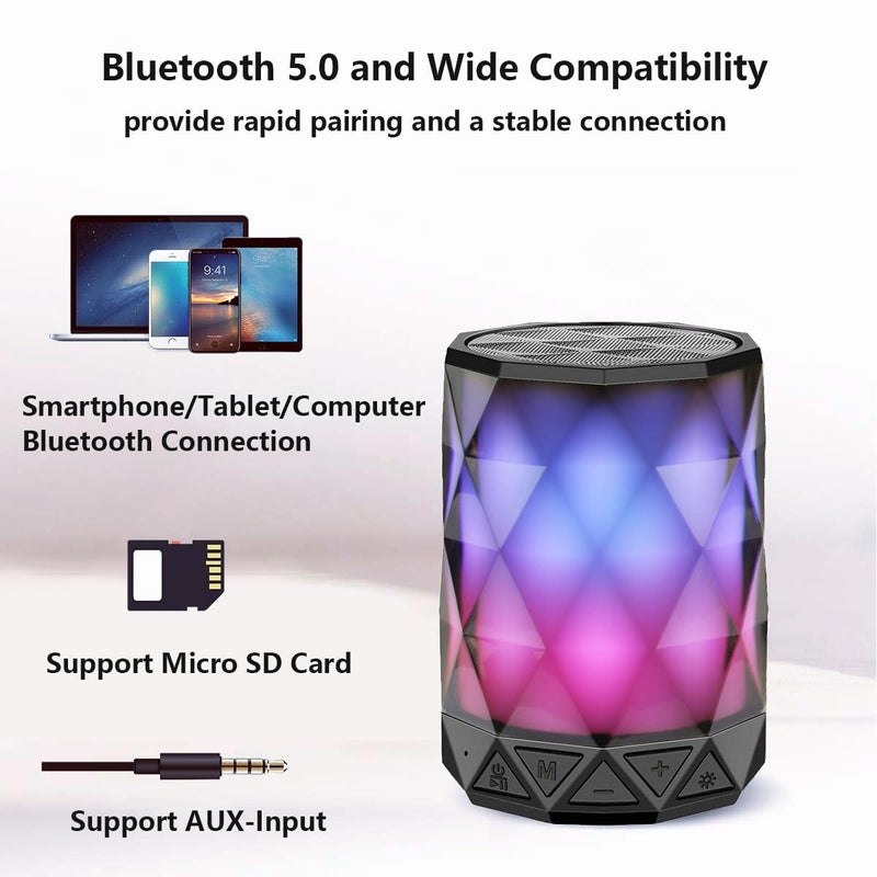 LFS Portable Bluetooth Speakers, Night Light Waterproof, Lightweight Portable Speakers for Travel, Pool, Beach, Biking, Kayak, Gifts for Kids, Women - Image 5